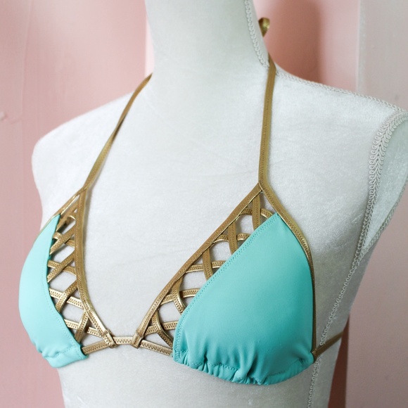 Victoria’s Secret Triangle top - Gold Braided Trim - Picture 8 of 8